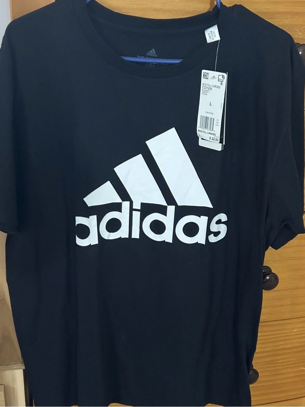 adidas Black Short-Sleeve Tee with White Logo